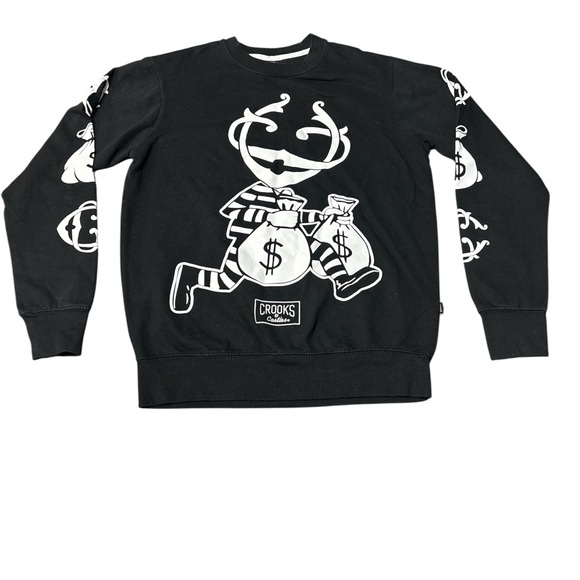 Crooks & Castles Other - Crooks & Castles Moneyman Monopoly Black White Crewneck Pullover Sweater Size M